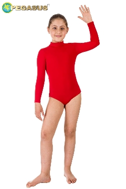 BODY DANZA COLLO ALTO LYCRA ROSSO BAMBINA